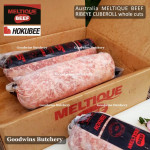 Beef RIBEYE Scotch-Fillet CubeRoll MELTIQUE meltik (wagyu alike) Australia HOKUBEE frozen STEAK 2cm 3/4" (price/pc 350g)